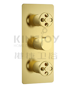 (KJ8264173 Brushed Gold-Zr) Thermostatic concealed mixer with diverter,2 inlets 1/2'',3 outlets 1/2''