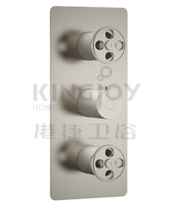 (KJ8264173 Brushed Nickel PVD) Thermostatic concealed mixer with diverter,2 inlets 1/2'',3 outlets 1/2''