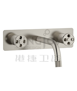 (KJ826Q000 Brushed Nickel PVD) Two-handle wall basin mixer