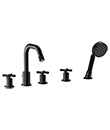 (KJ826S002 Matte Black-2) 5-hole bath/shower mixer deck-mounted