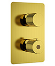 (KJ8274171 Brushed Gold-Ti) Thermostatic concealed mixer with volume control,2 inlets 1/2'',1 outlet 1/2''