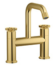 (KJ826N000 Brushed Gold-Zr) Two handle bath mixer deck-mounted